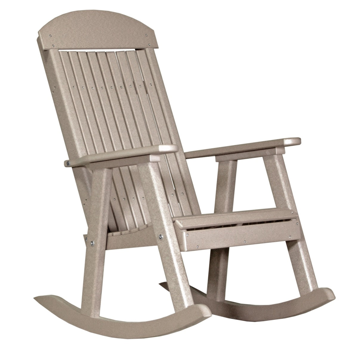 This is the Weatherwood colored Porch Rocker Chair on a white background.