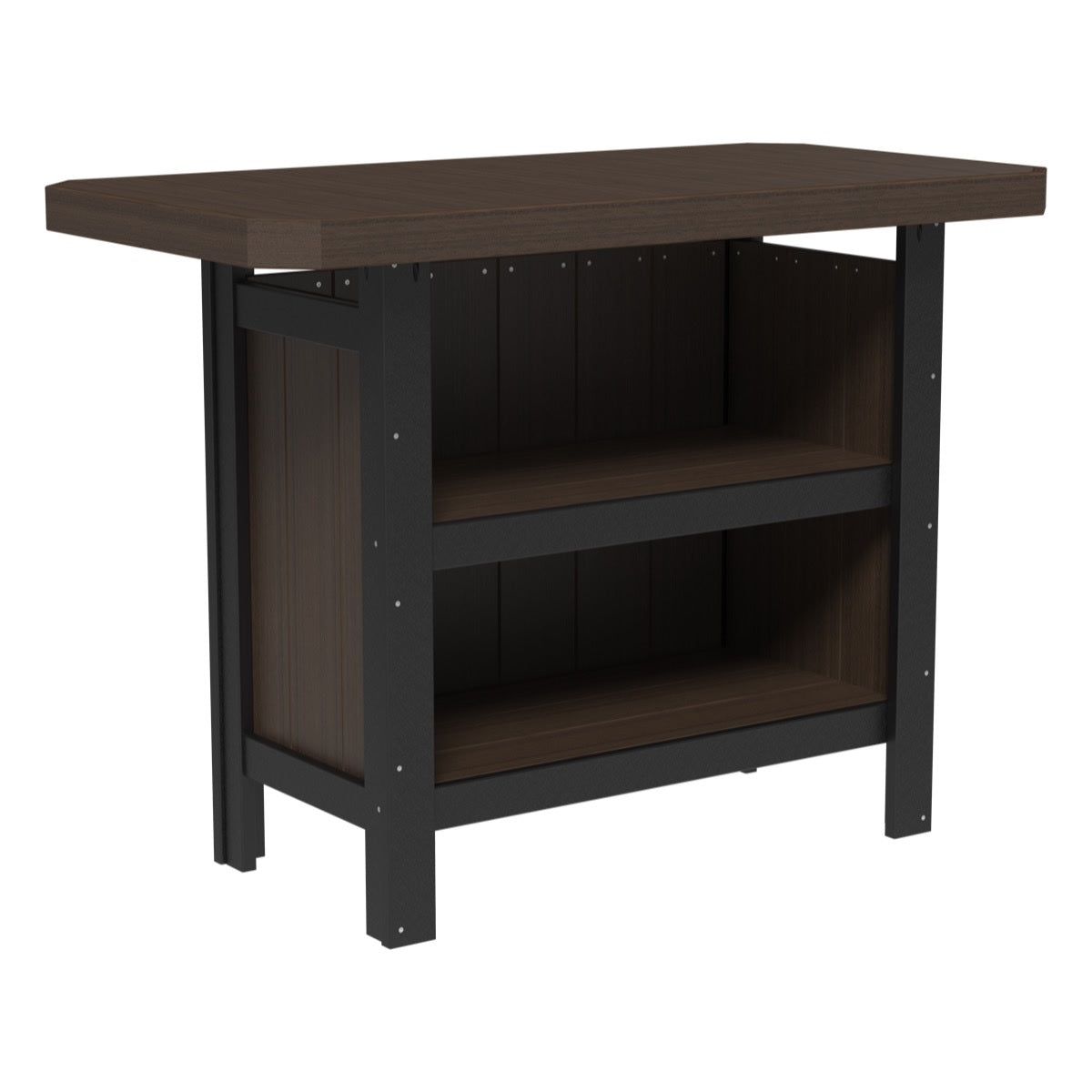 This is the Brazilian Walnut and Black colored Serving Bar on a white background.