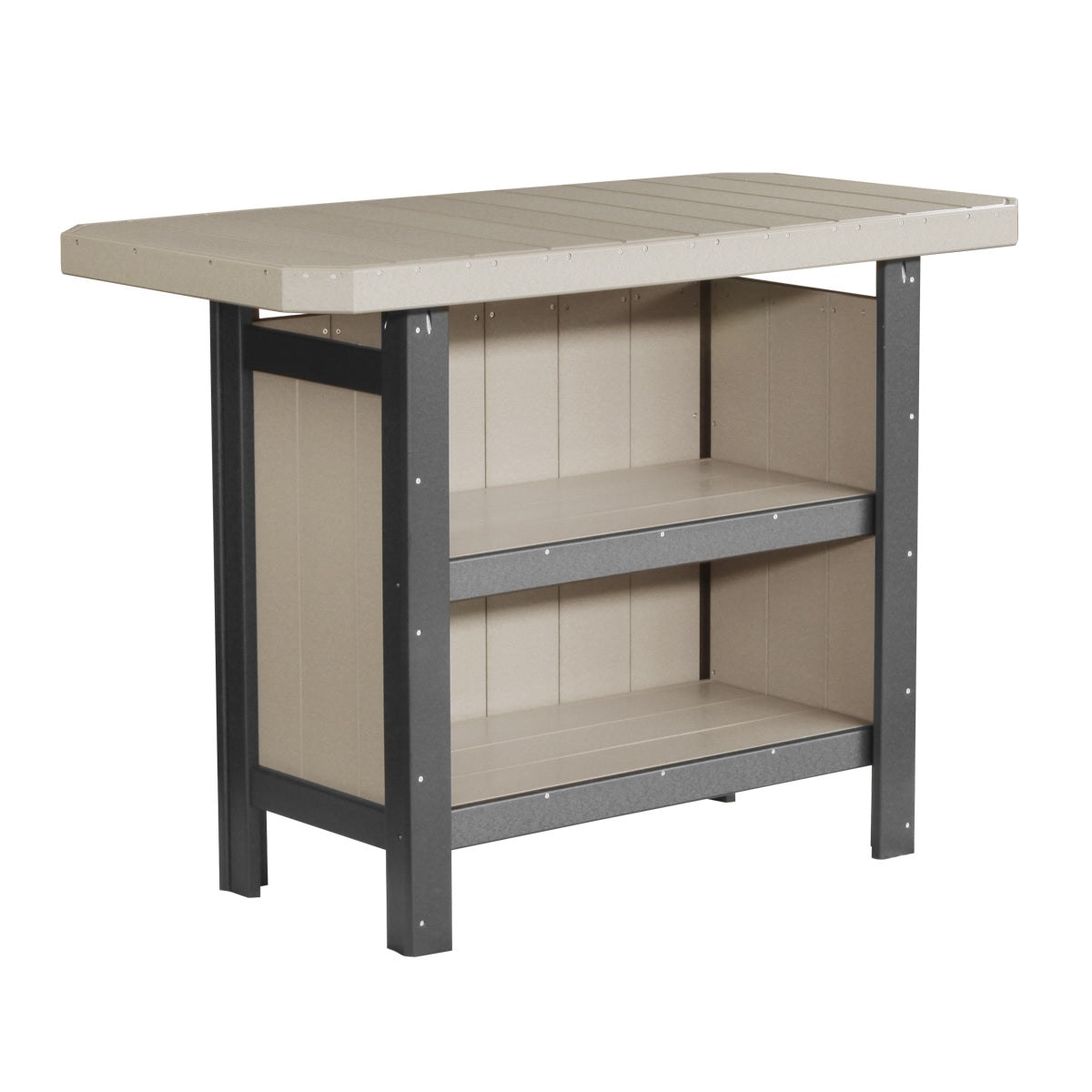 This is the Weatherwood and Black colored Serving Bar on a white background.