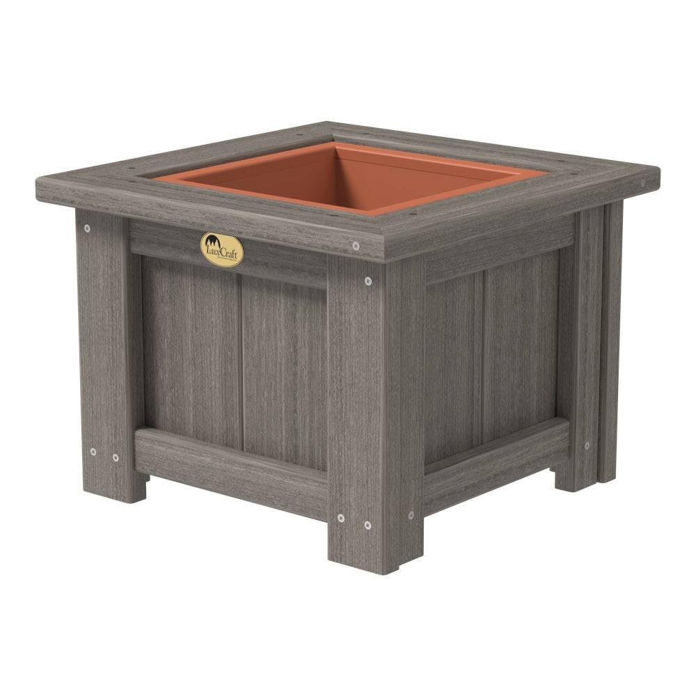 This is the Coastal Gray colored square planter box on a white background.