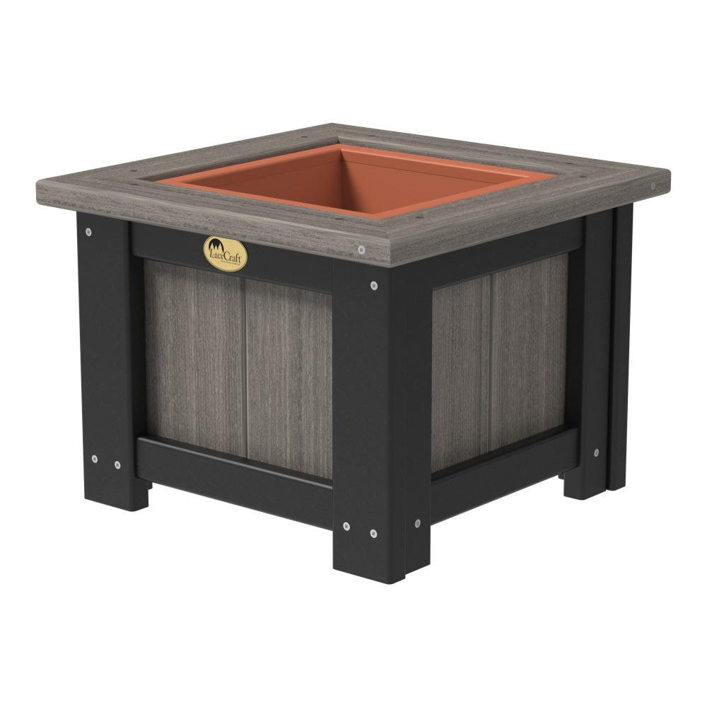 This is the Coastal Gray and Black colored square planter box on a white background.