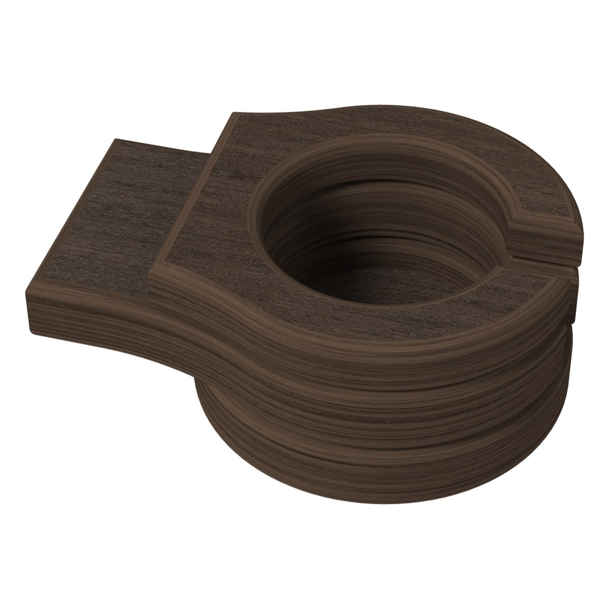 This is the Brazilian Walnut colored cup holder add-on on a white background.