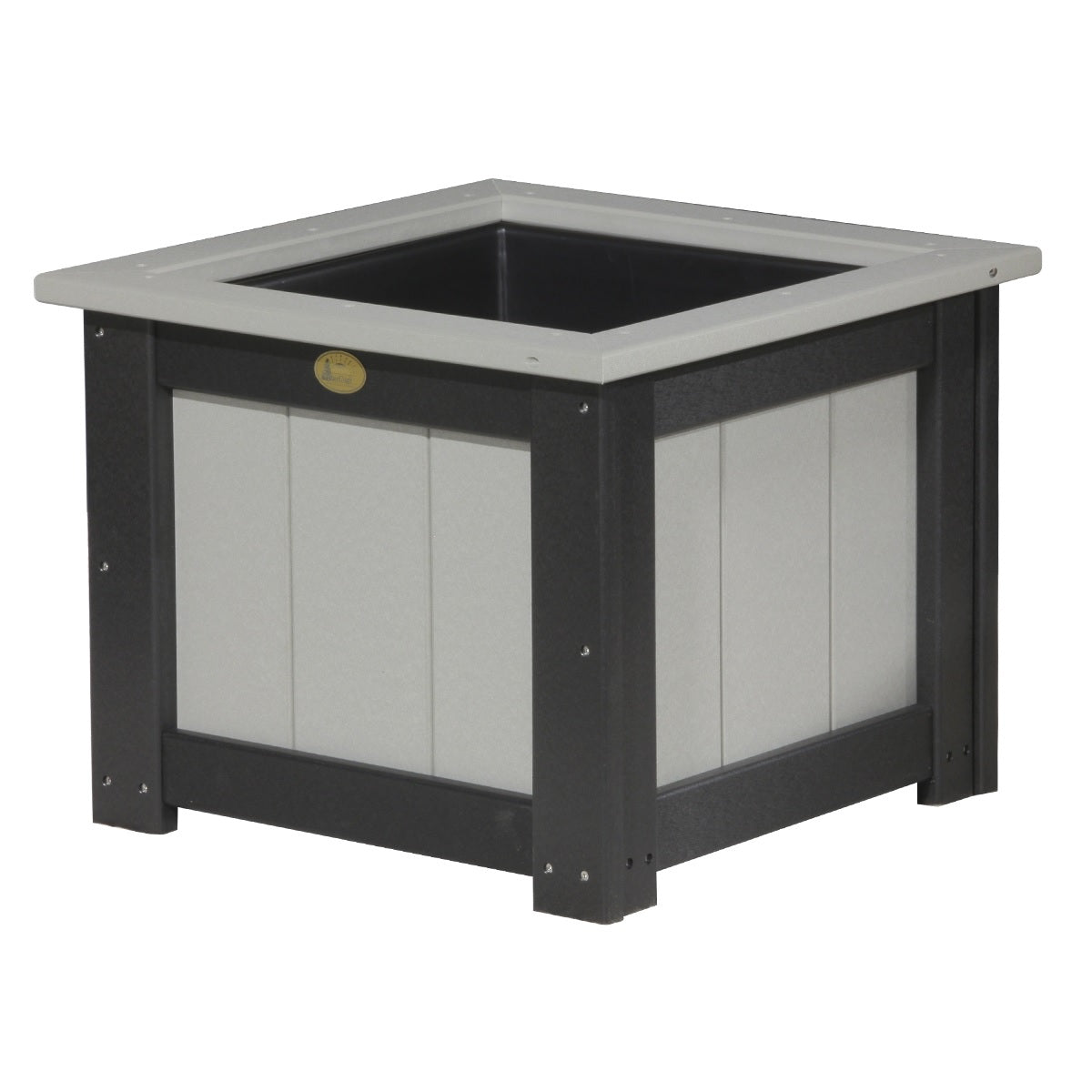 This is the Dove Gray and Black colored square planter box on a white background.