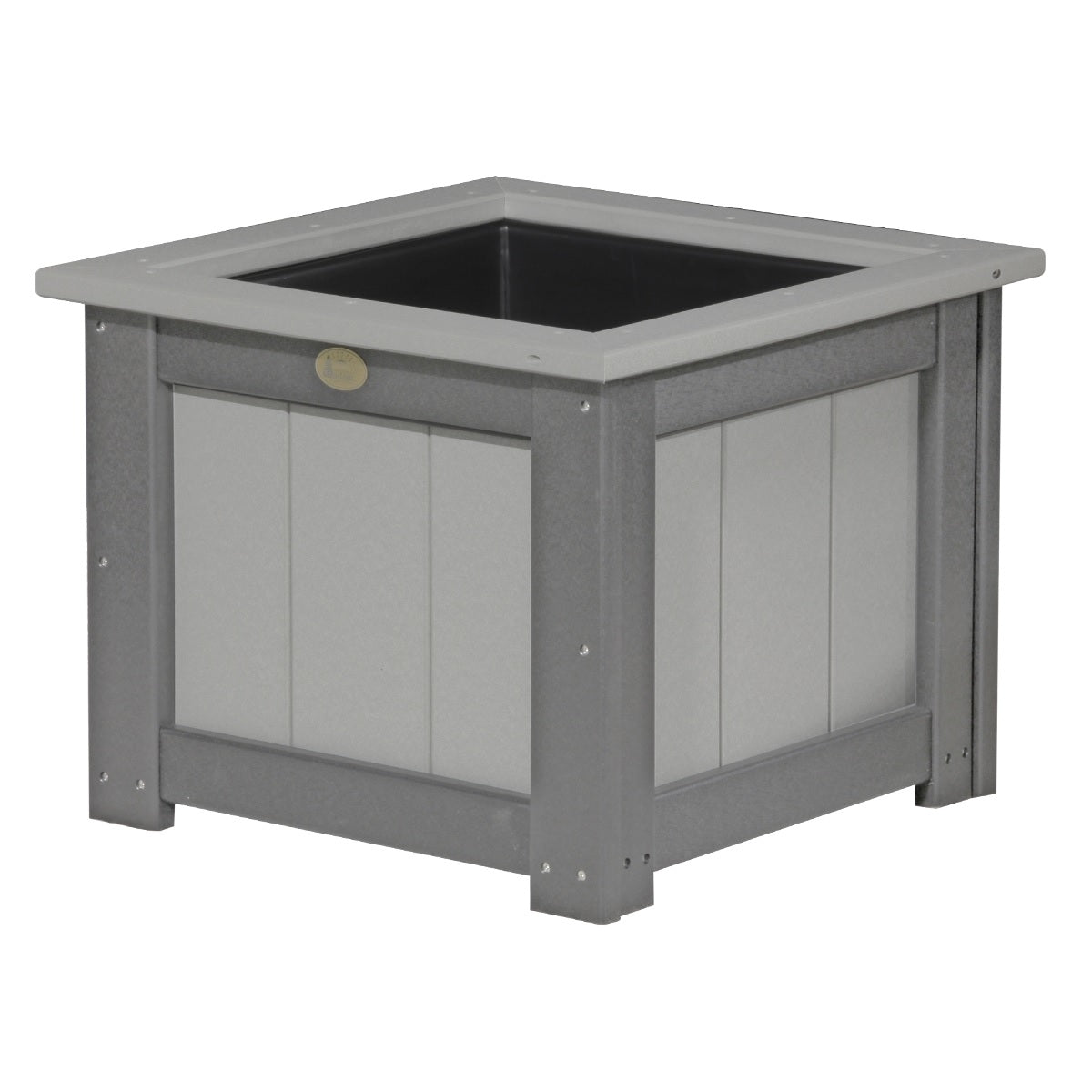 This is the Dove Gray and Slate colored square planter box on a white background.