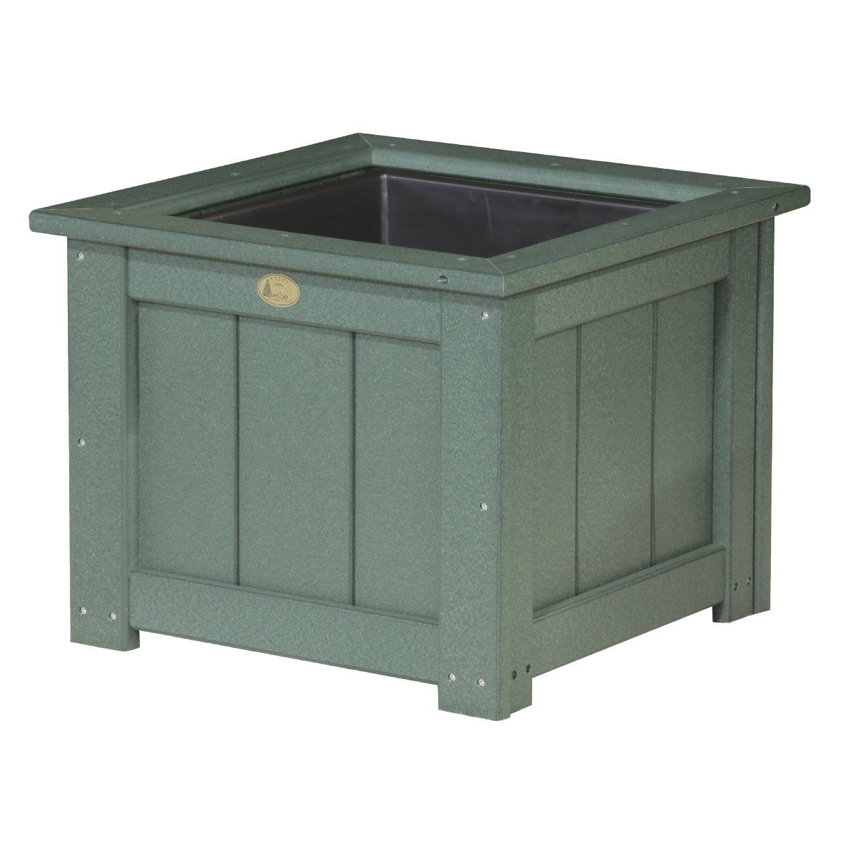 This is the Green colored square planter box on a white background.