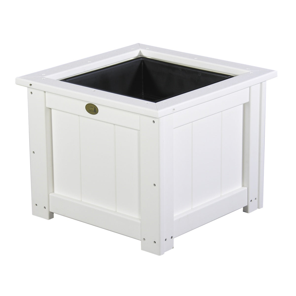 This is the White colored square planter box on a white background.