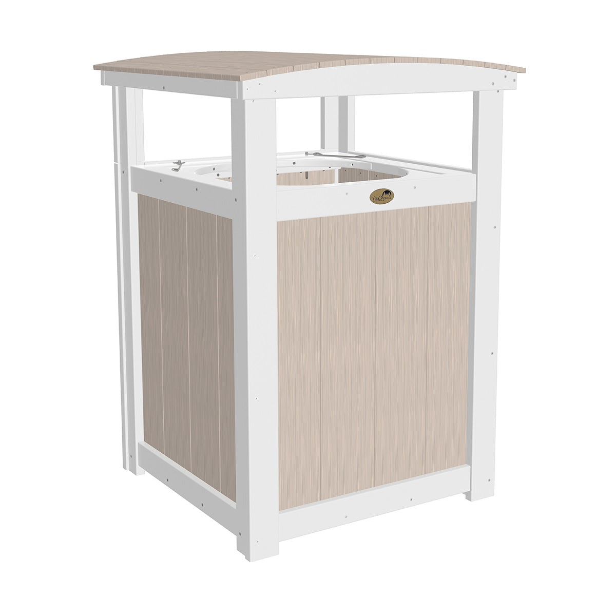 This is the Birch and White colored trash can on a white background.