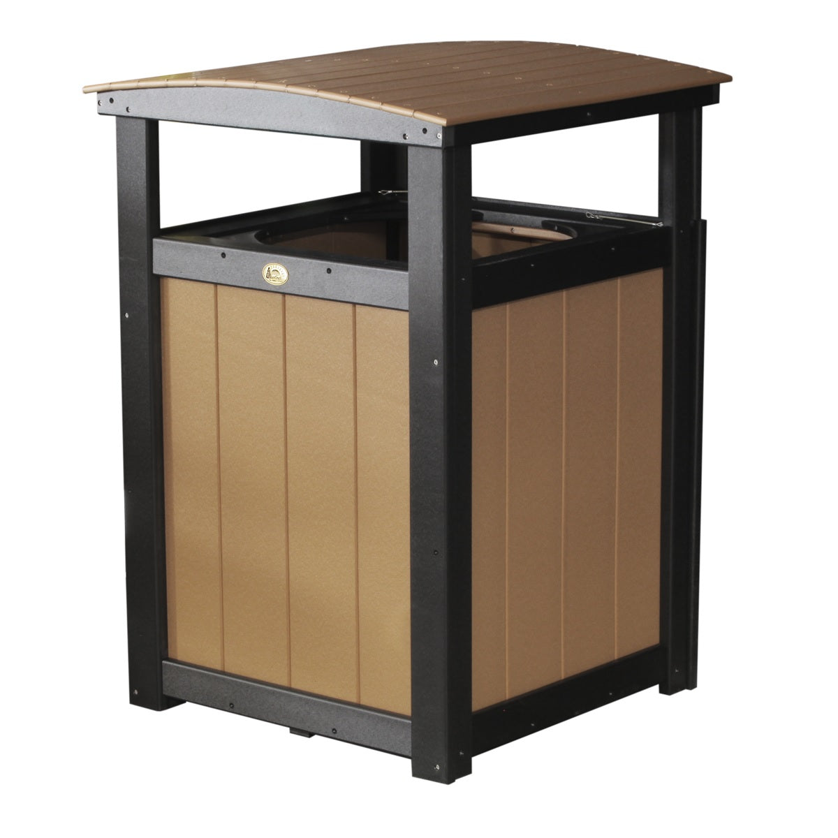 This is the Cedar and Black colored trash can on a white background.