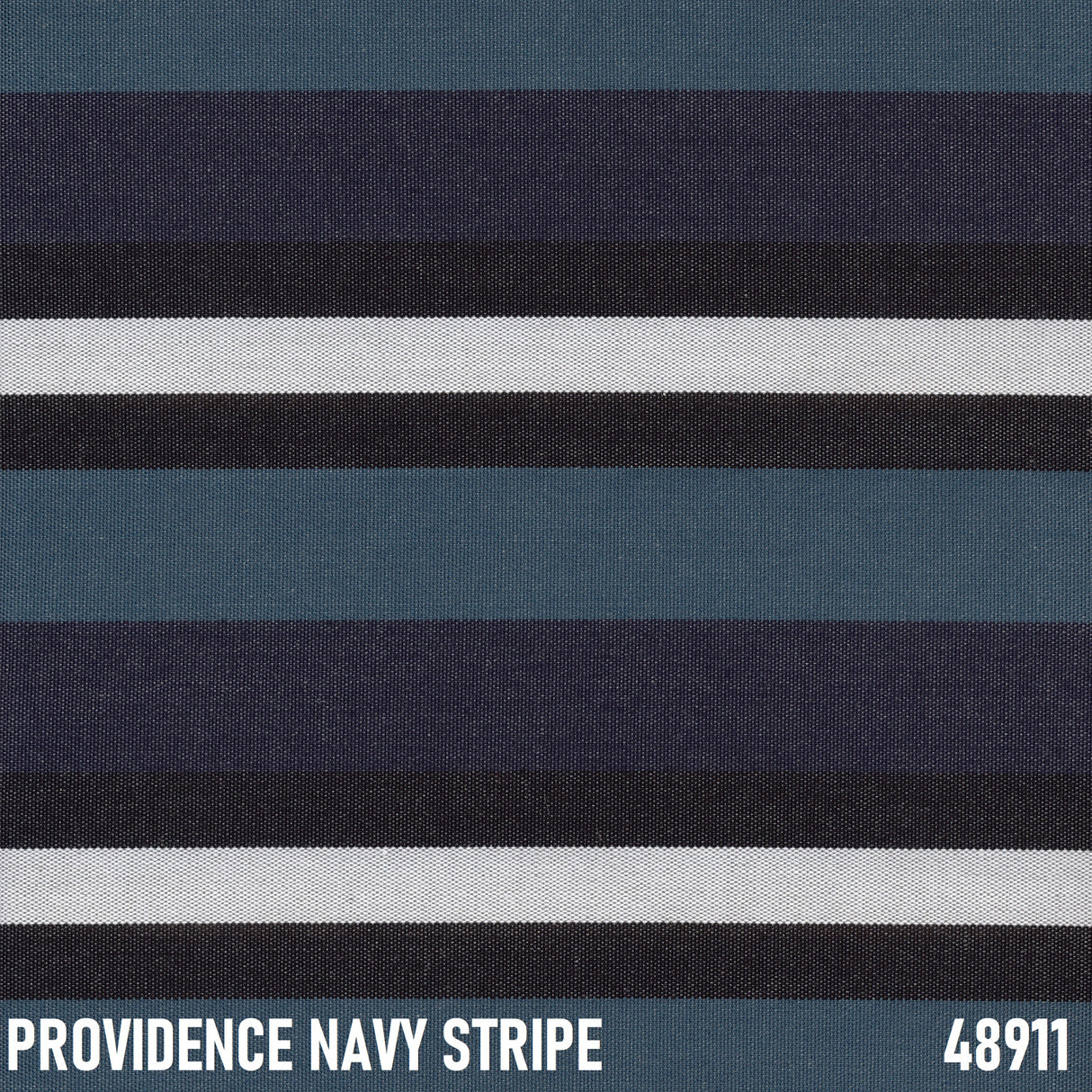An up close view of the blue, navy, dark blue and white striped fabric.