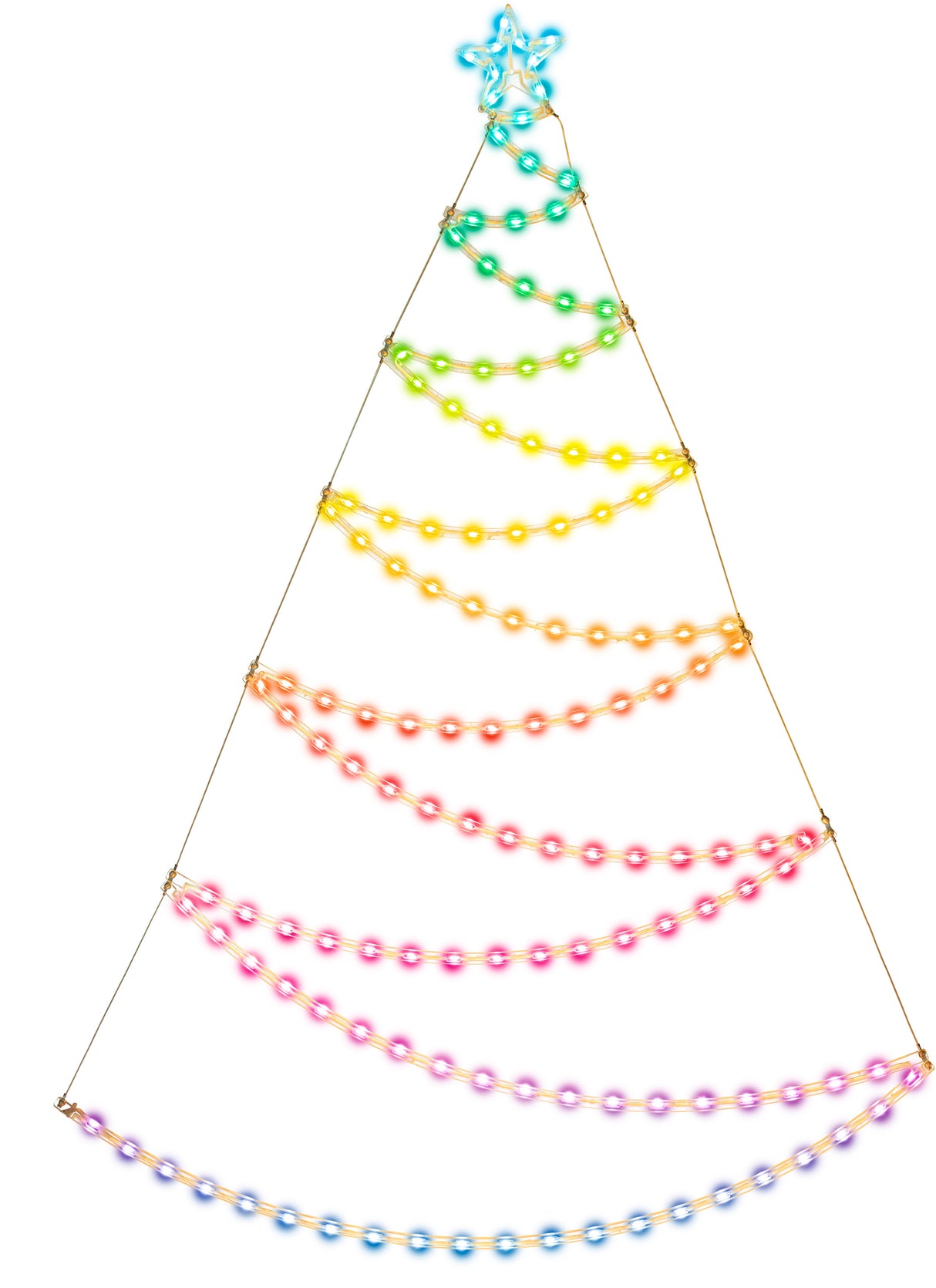 4.75' LED Programmable Smart Hanging Tree & Star Light Display - Remote & App Control