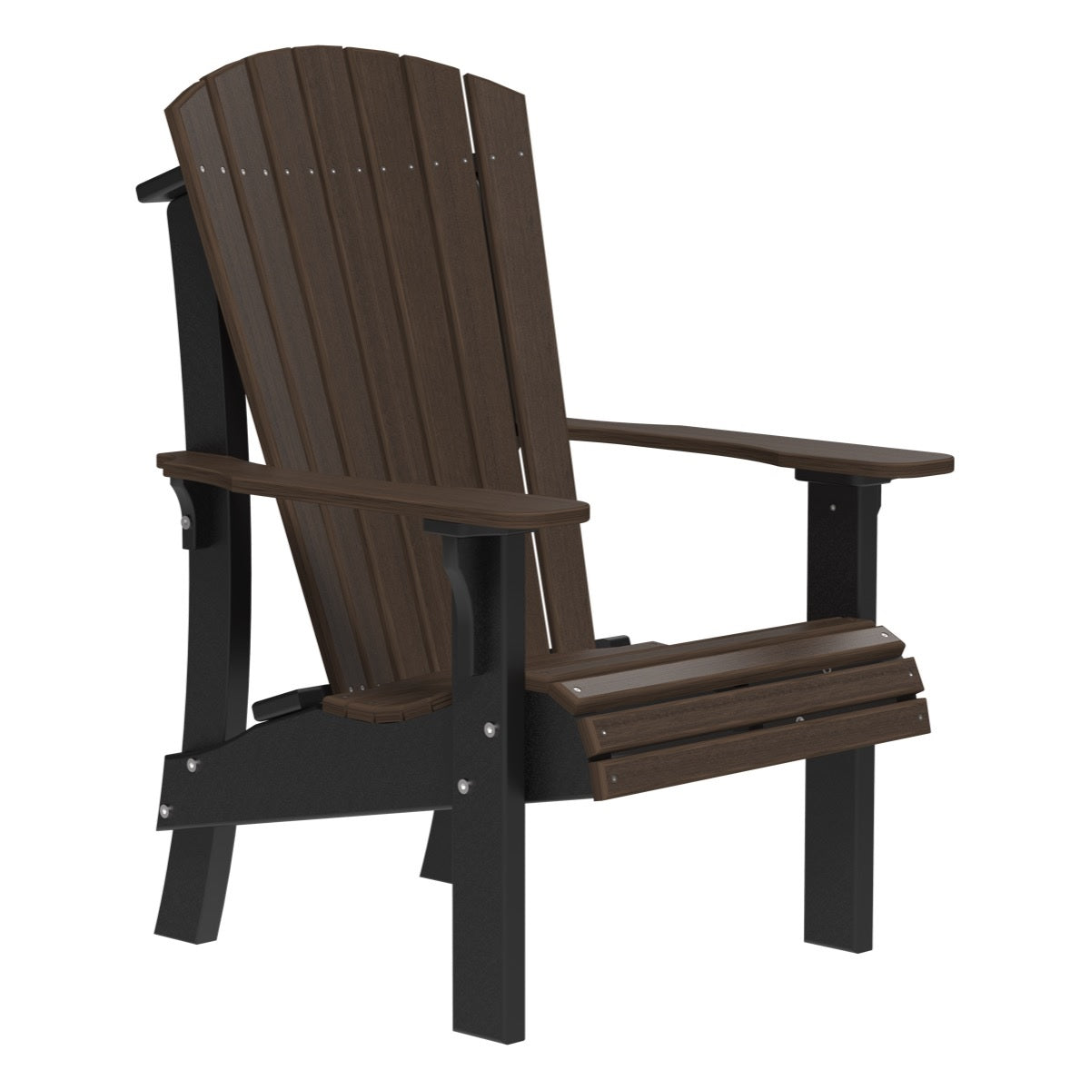 This is the Brazilian Walnut and Black colored Adirondack chair on a white background.
