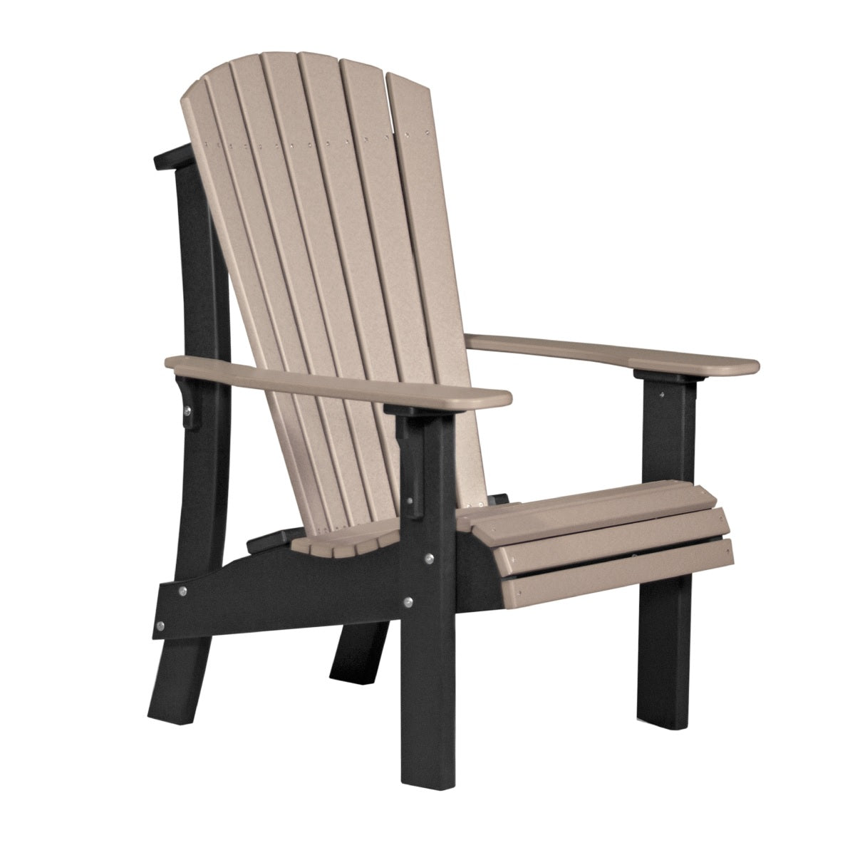 This is the Weatherwood and Black colored Adirondack chair on a white background.