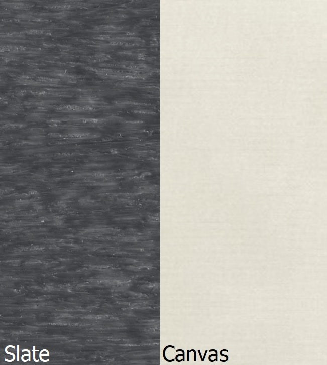 This is a swatch image showing the Slate frame and the Canvas cushion color.