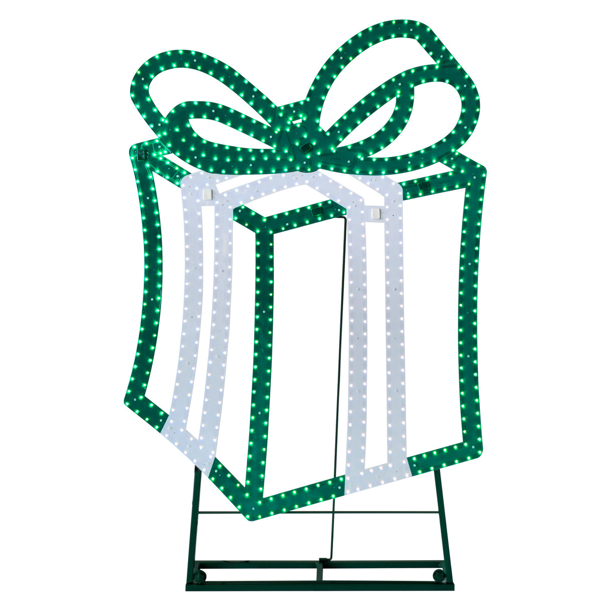 This image shows the green and pure white colored LED present decoration on a white background.