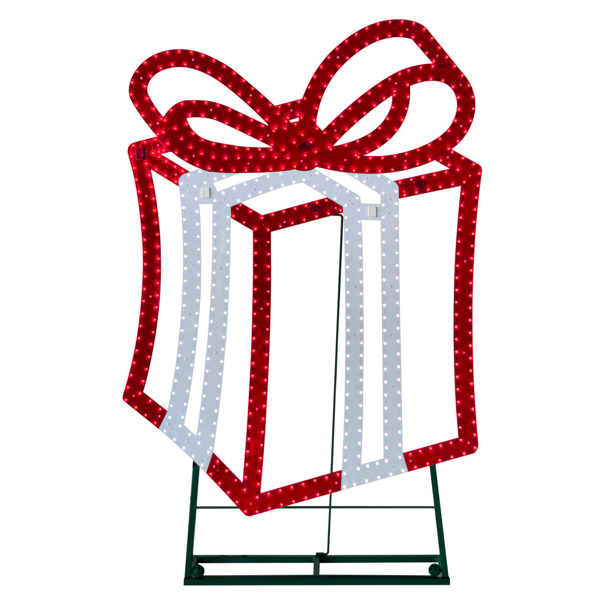 This image shows the red and pure white colored LED present decoration on a white background.