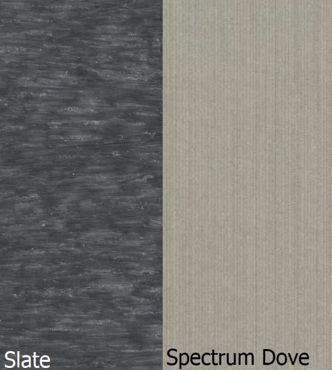 This is a swatch image showing the Slate frame and the Spectrum Dove cushion color.