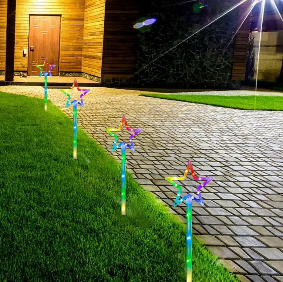 Set of 4 LED Programmable Smart Star Driveway Markers - Remote & App Control