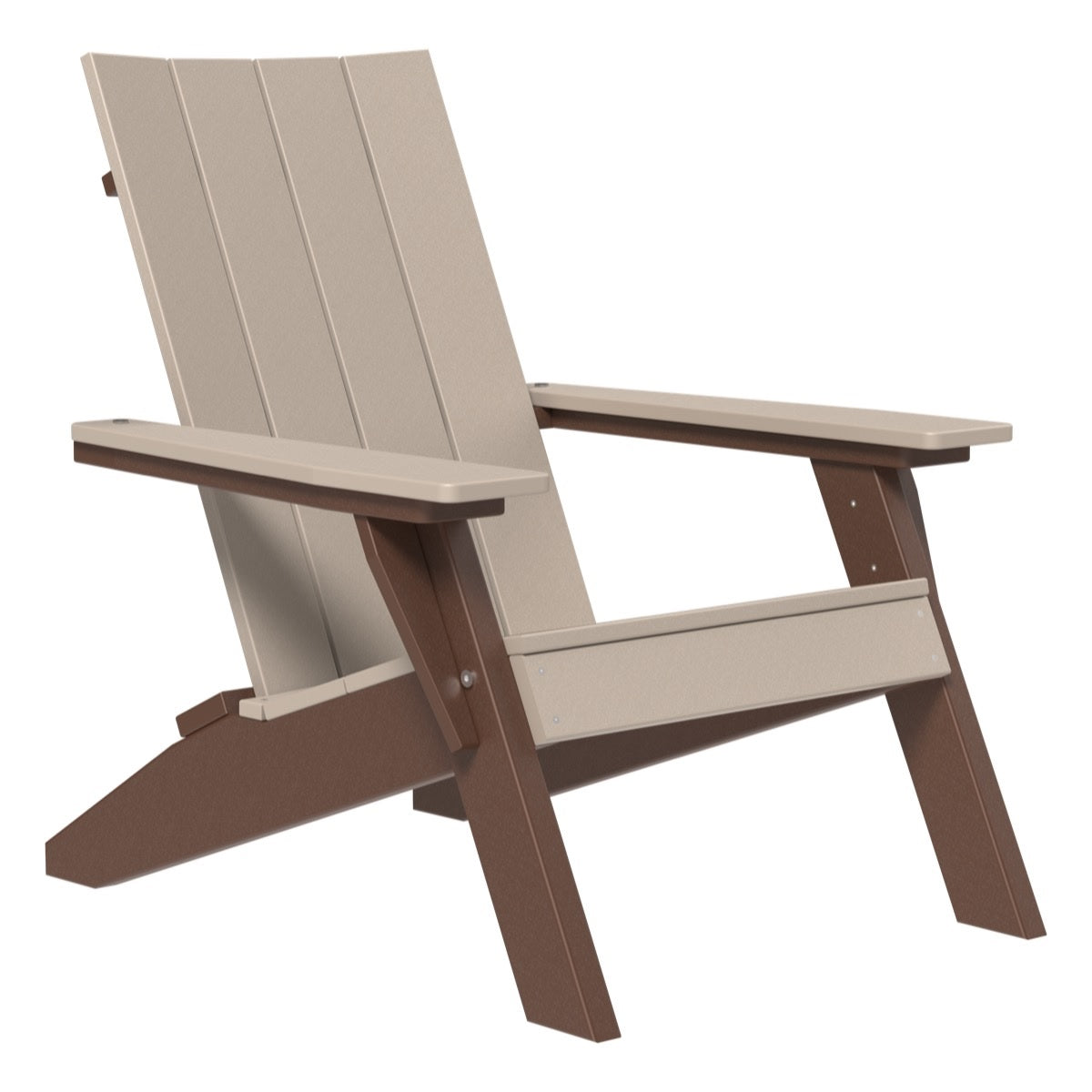This is the Weatherwood and Chestnut Brown colored Adirondack chair on a white background.