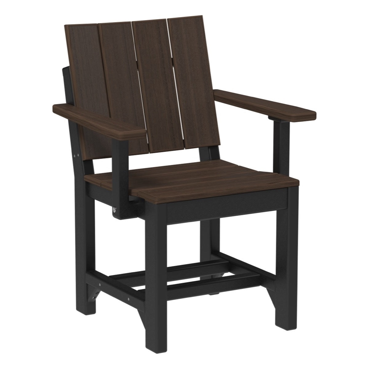 This is the Brazilian Walnut and Black colored Urban Arm Chair on a white background.