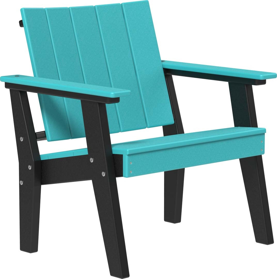 This is the Aruba Blue and Black colored Urban Chat Chair on a white background.
