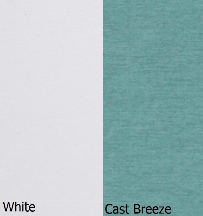 This is a swatch showing the White frame and the Cast Breeze colored cushion.