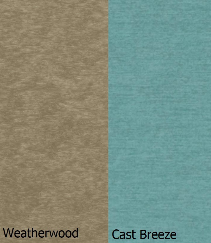 This is a swatch image showing the Weatherwood frame and the Cast Breeze cushion color.