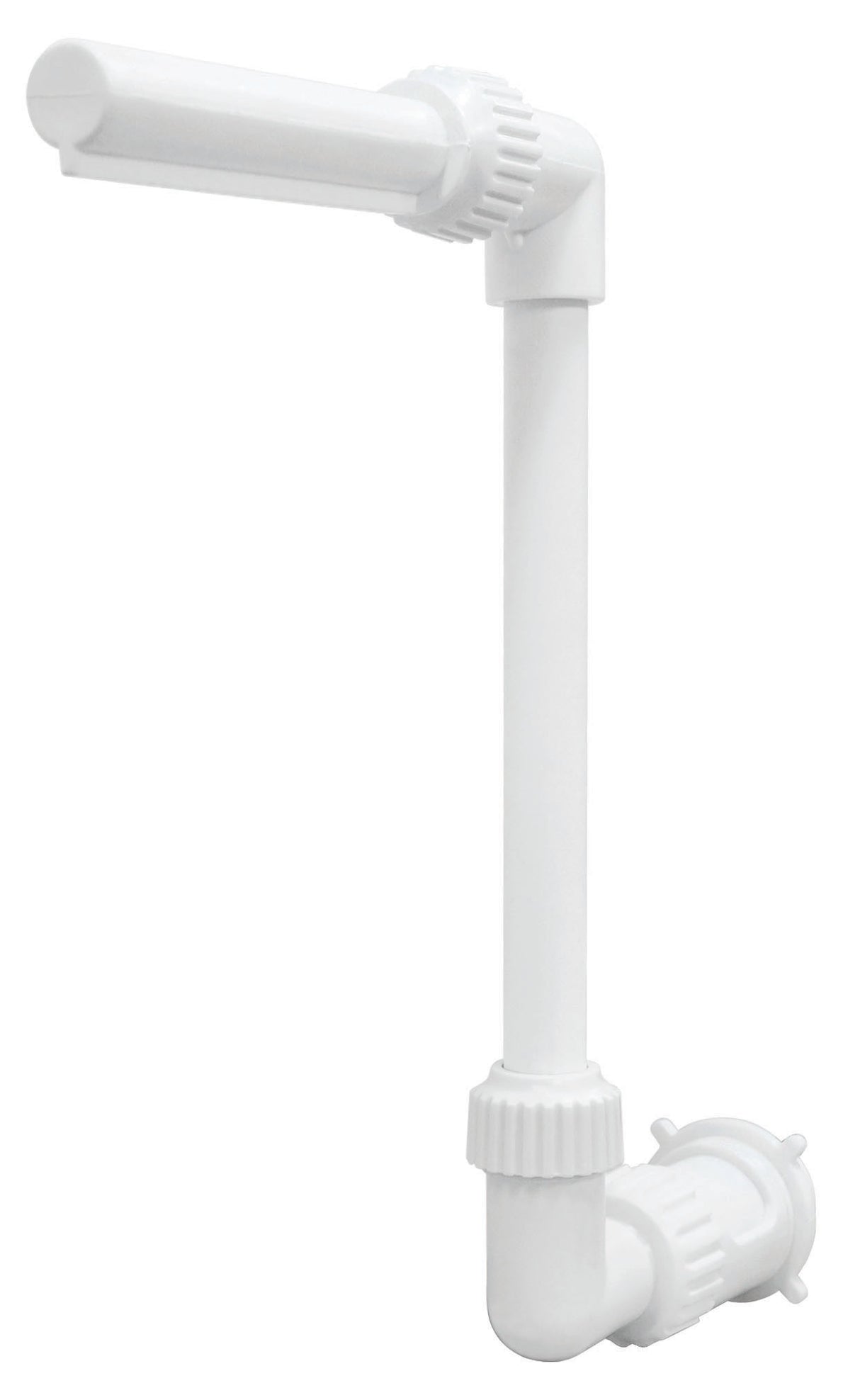 White waterfall fountain that attaches to your pool's water return fitting.