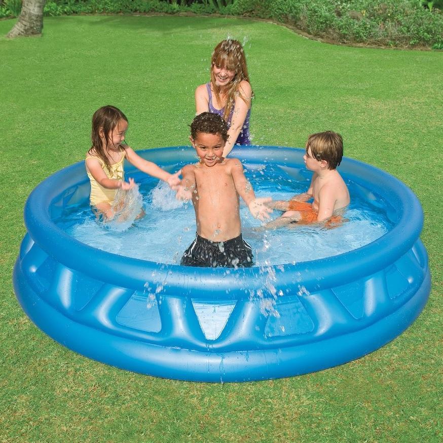 Blue inflatable pool for kids.