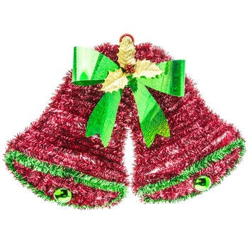 2D Double Bell Tinsel Wreath Wall Decor