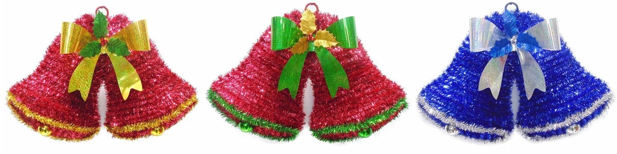 2D Double Bell Tinsel Wreath Wall Decor