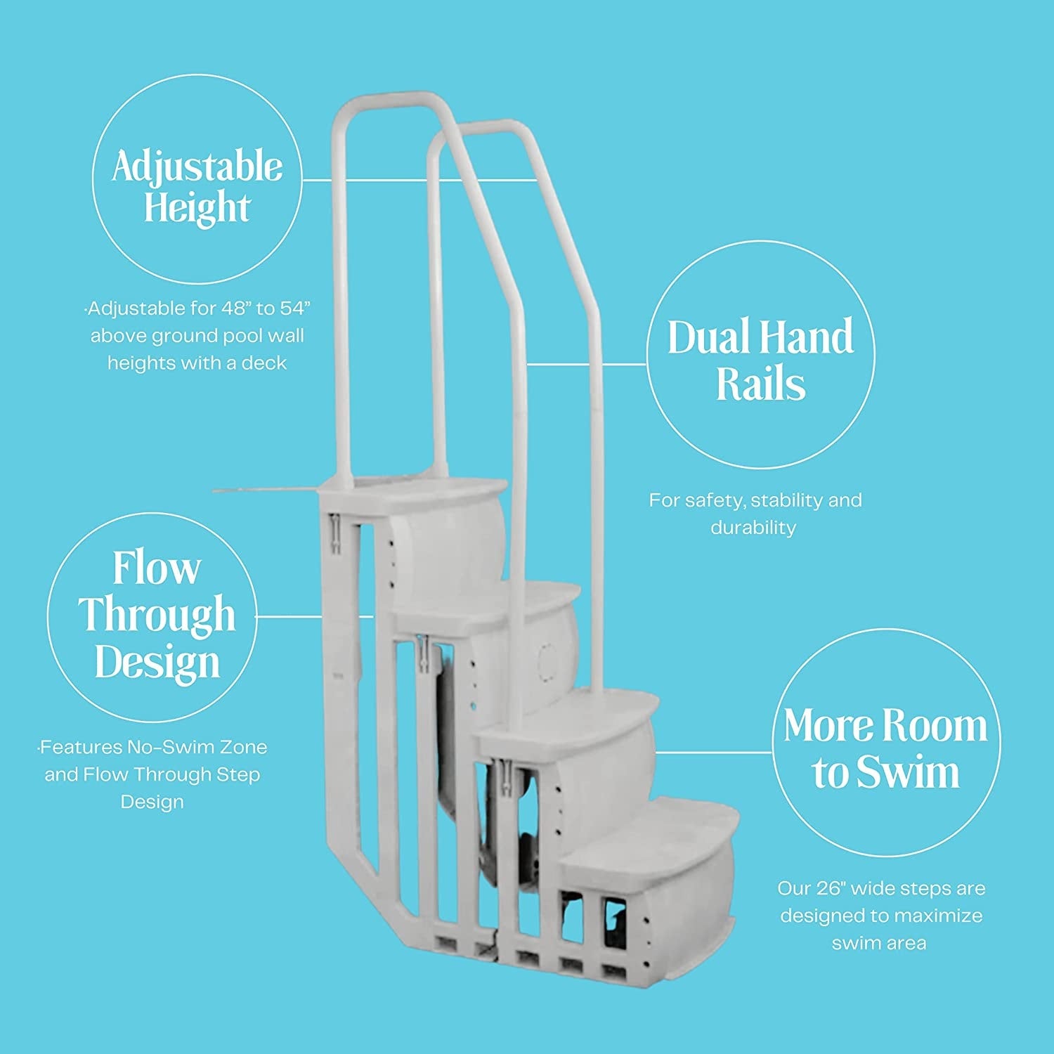 iStep Deck Entry Steps Ladder for Above Ground Swimming Pool
