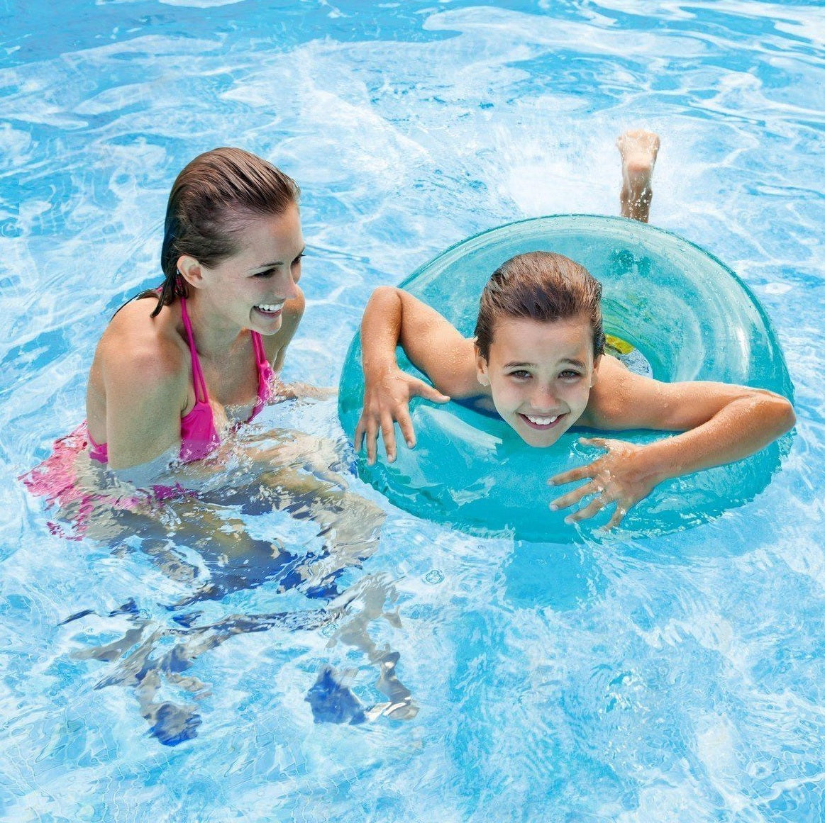 Blue inflatable inner tube.