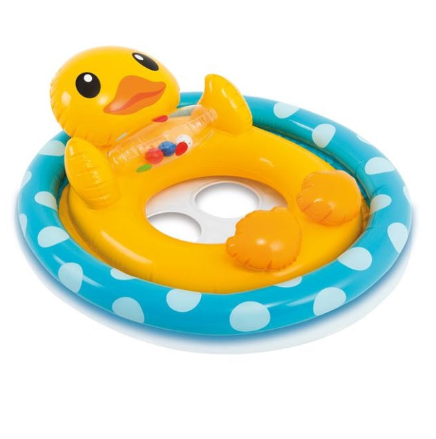 Pool inflatable for kids shaped like a duck.