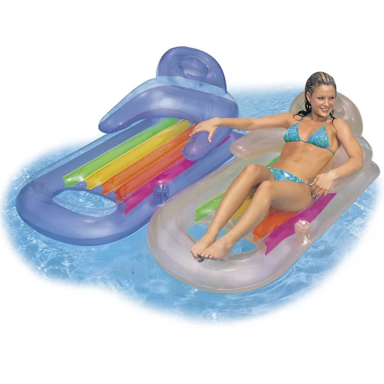 Two inflatable pool chairs.