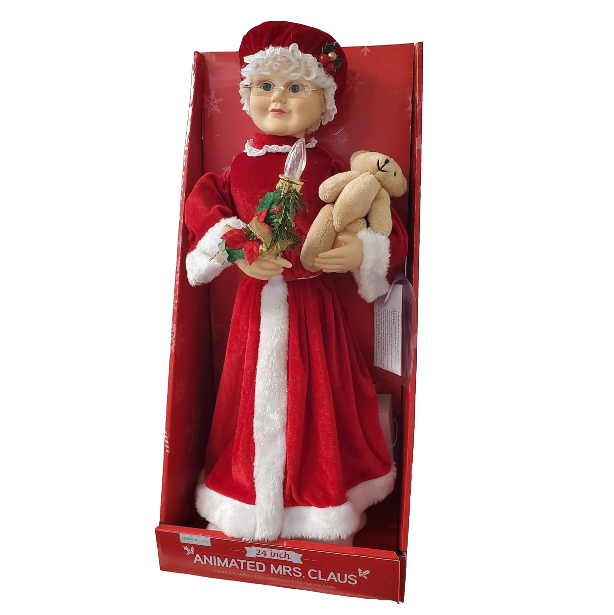 24" Animated Mrs. Claus with Lighted Candle