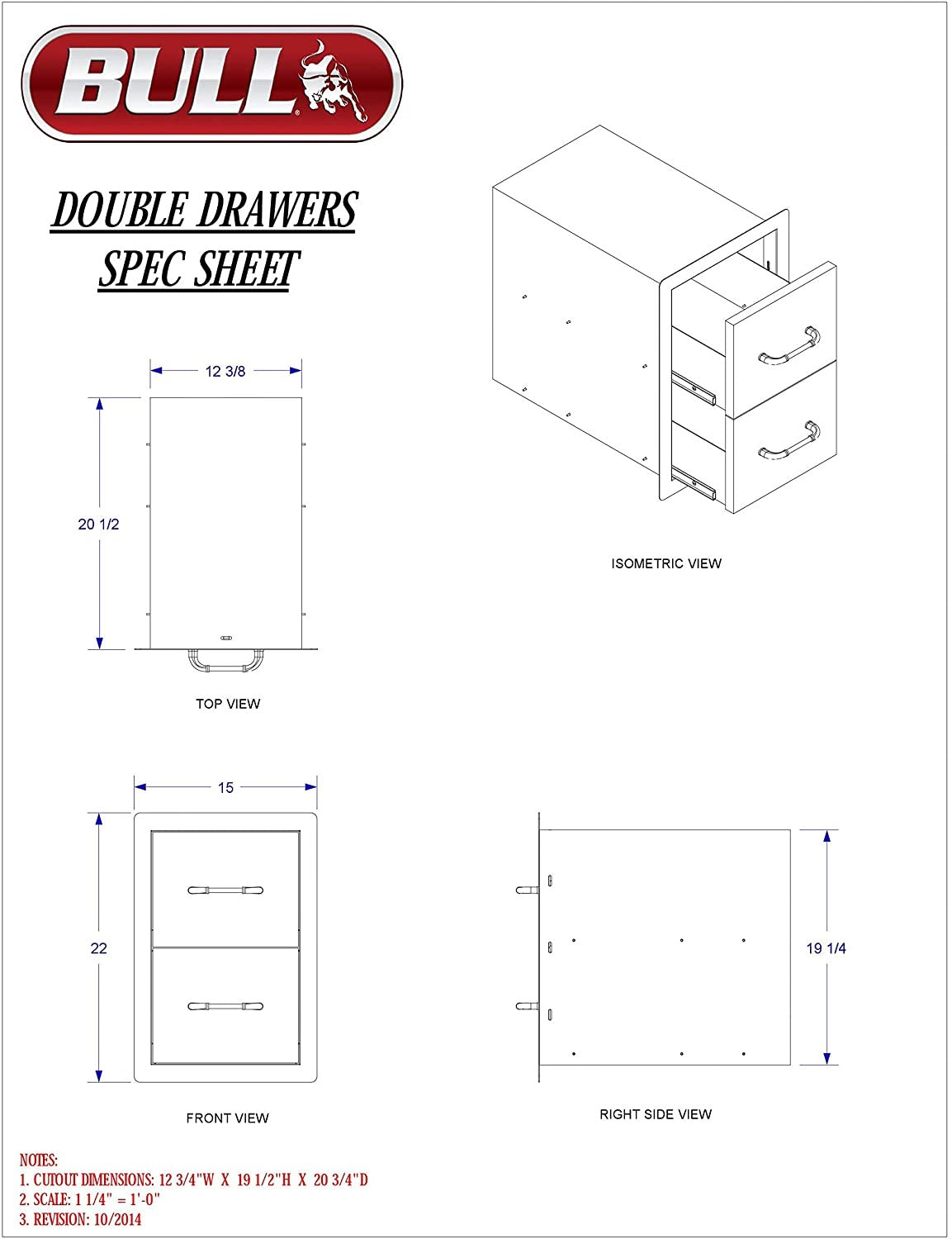 Bull Stainless Steel Accessory Storage Double Drawers