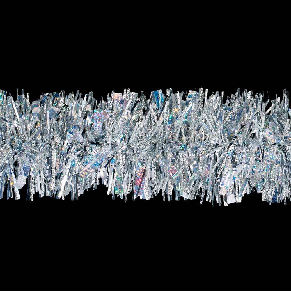 12' Fancy Embossed Laser Silver Tinsel Christmas Garland