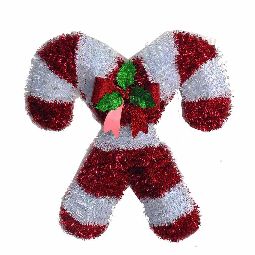 18' 2D Tinsel Double Candy Cane Wreath