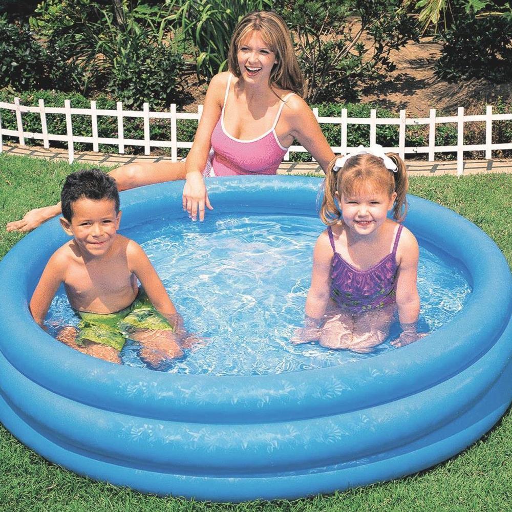 Blue inflatable pool for kids.