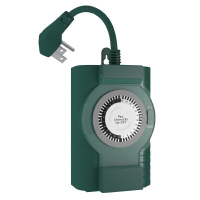 Stanley TimeIt Outdoor Twin Grounded 2-Outlet Mechanical Timer