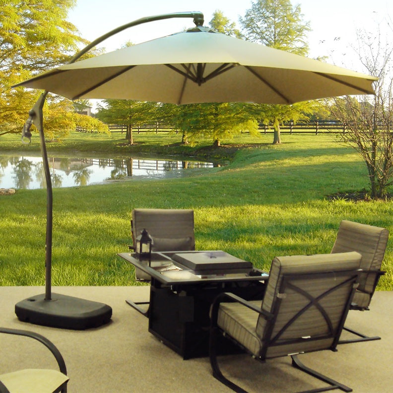 10' Octagon Offset Champagne Frame Umbrellas with Base
