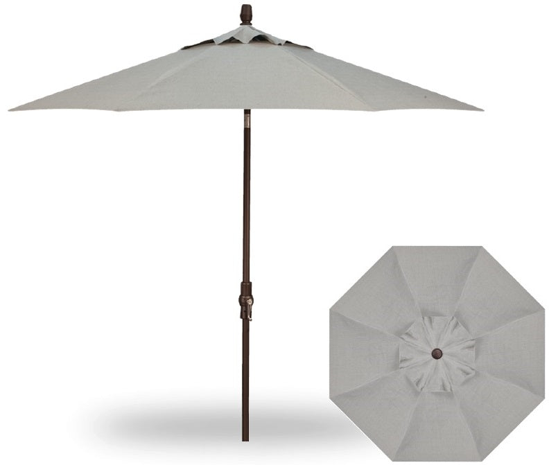 9' Collar Tilt Market Bronze Frame Silver Linen Canopy Umbrella