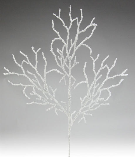 29" White Beaded Glitter Spray