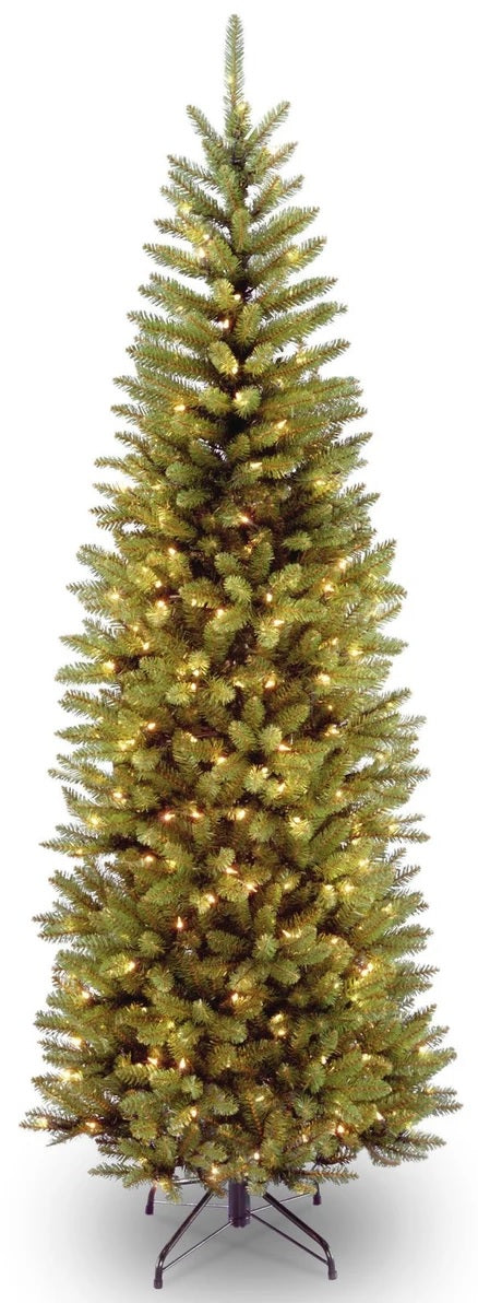 Artificial tree pre-lit with clear lights.