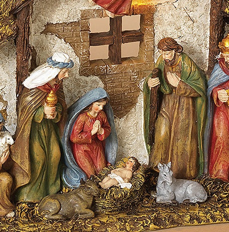 12.2" Battery-Operated Light Up Nativity Scene