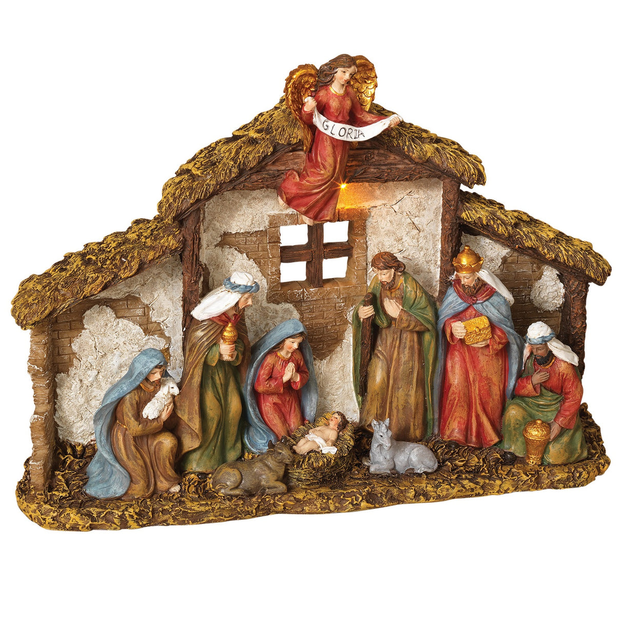 12.2" Battery-Operated Light Up Nativity Scene