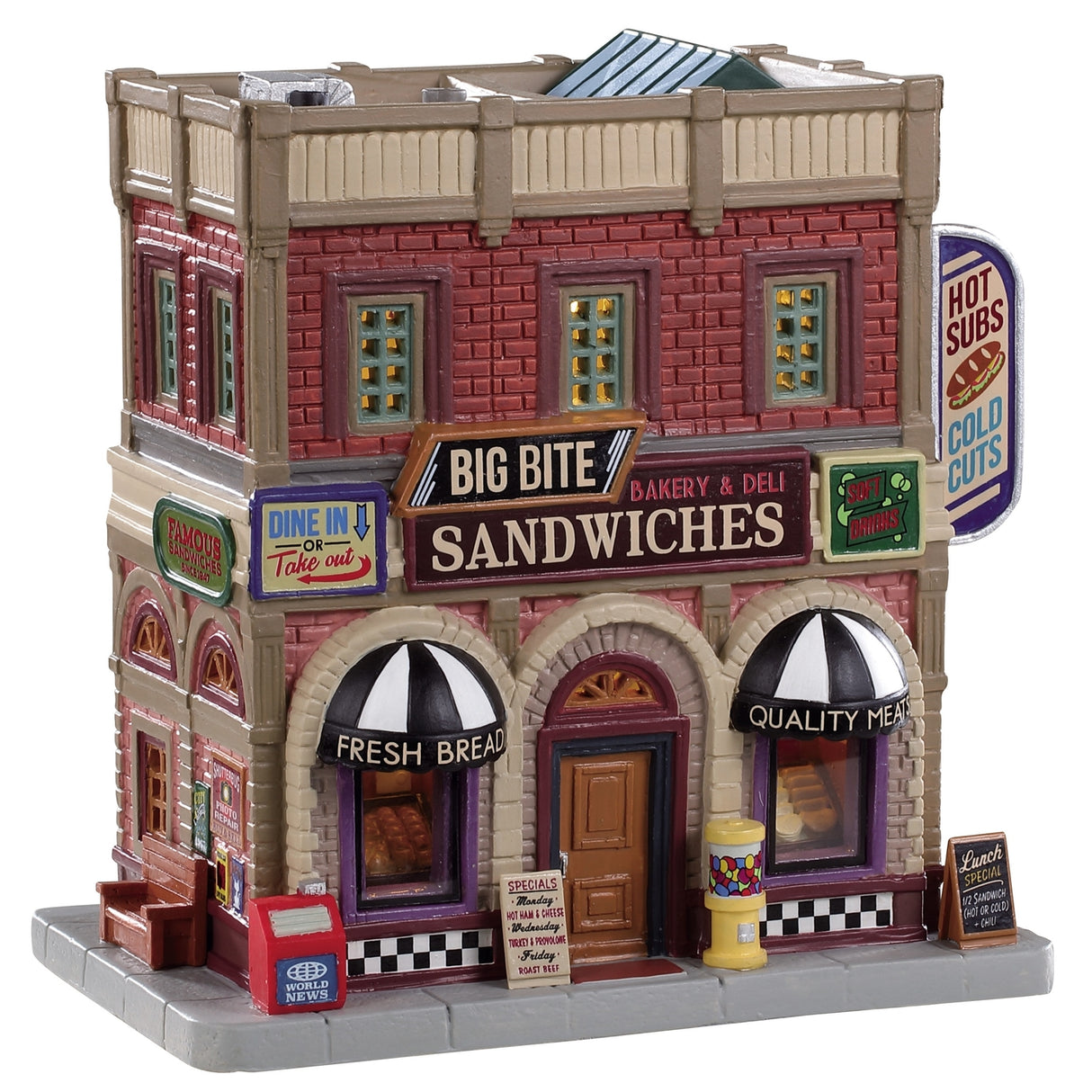 Lemax Jukebox Junction Lighted Building: Big Bite Sandwiches #95495