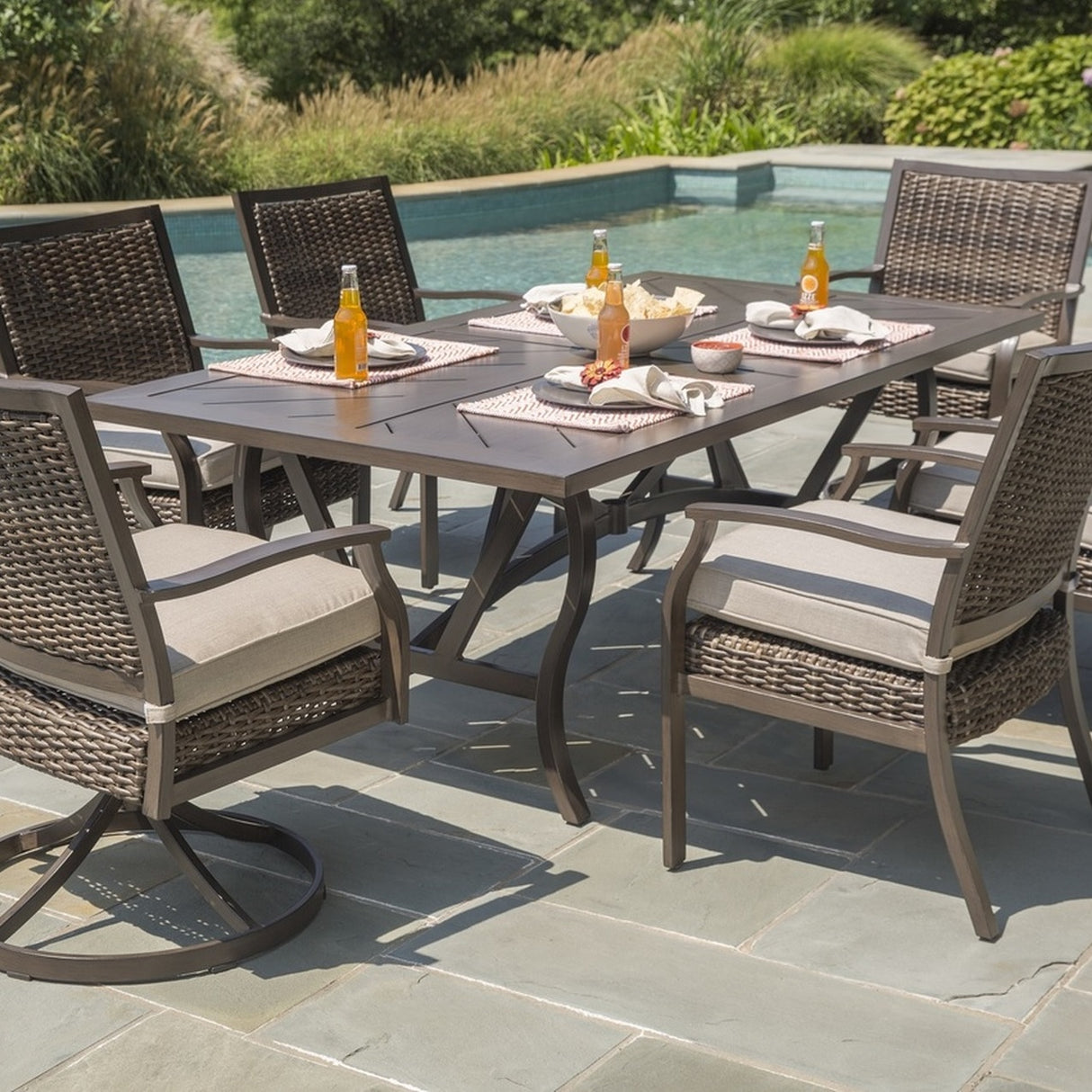 Thatcher Woven Padded Patio Dining Sets