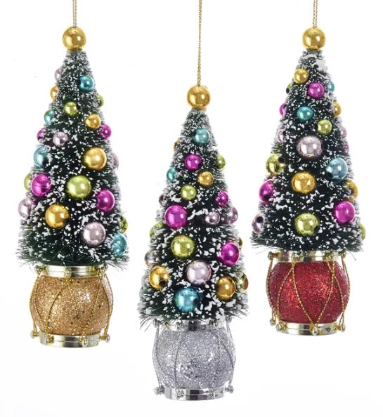 6" Sisal Tree with Ball and Drum Ornament