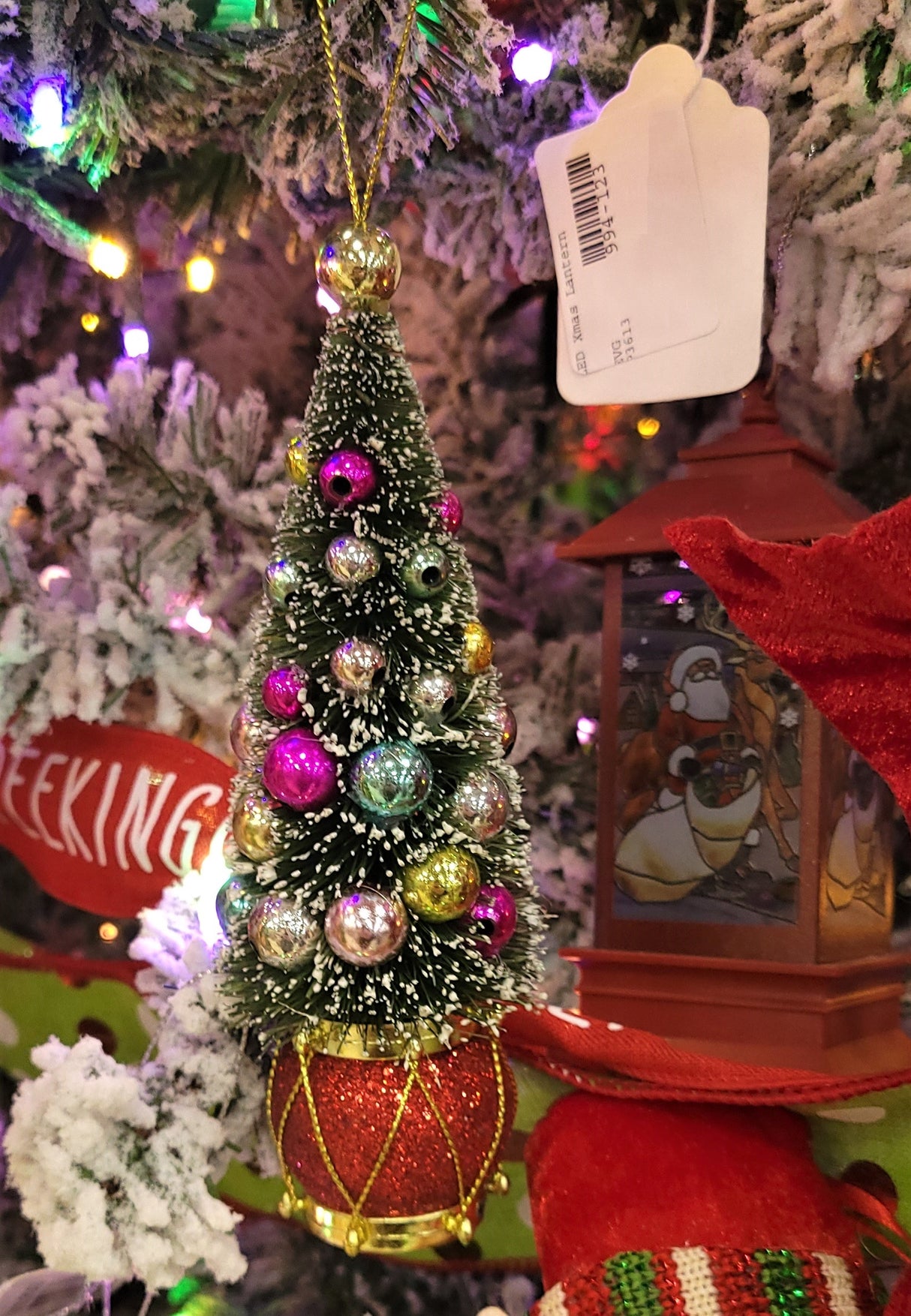 6" Sisal Tree with Ball and Drum Ornament